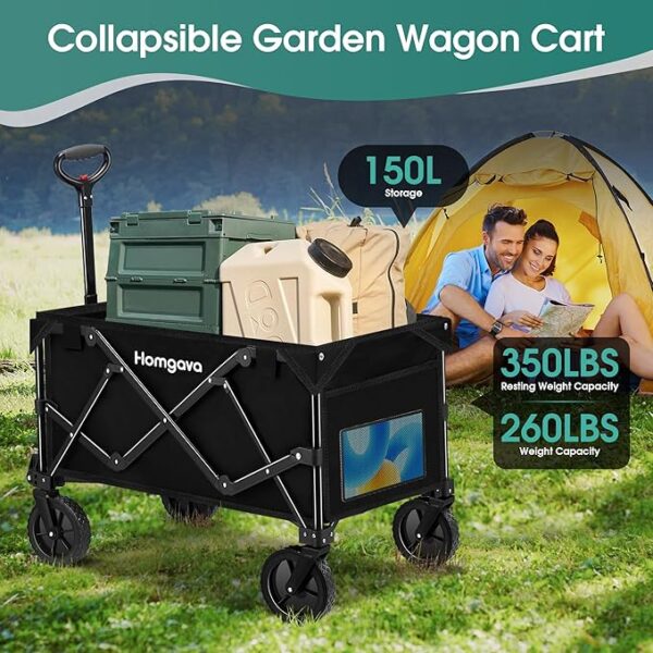 Collapsible Folding Wagon Cart 150L,Heavy Duty Garden Cart - Image 2